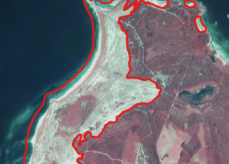 Duneområde i flygvy.