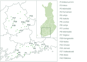 Locations of the sites