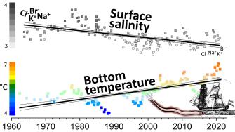 Changes in surface salinity and bottom temperature 1960-2020.