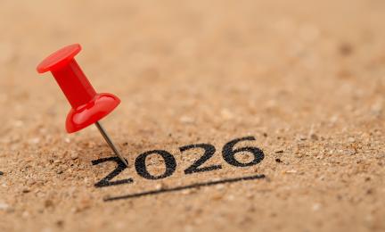 Den röda knappnålen visar årtalet 2026.