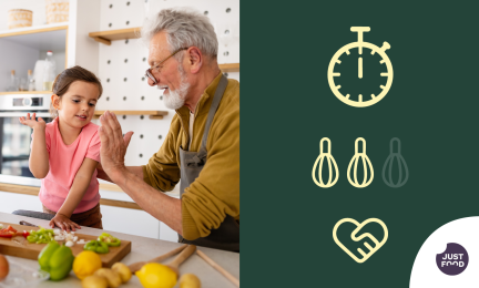 Ukki ja lapsenlapsi kokkaavat yhdessä.