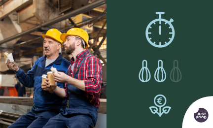 Työmiehiä ruokatauolla.