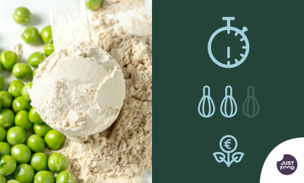 Herneitä ja herneproteiinijauhoja.