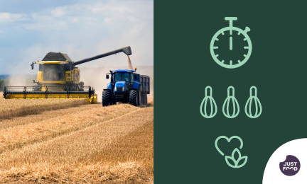 Puimuri ja kuorma-auto viljapellolla.