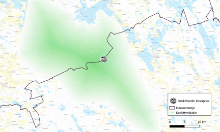 Karttakuva Vanajaveden seudun Helmi-keskittymästä. 